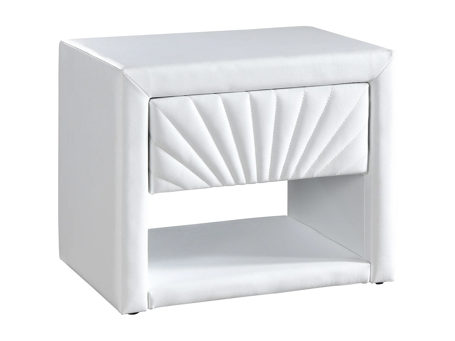 Lot de 2 tables de chevet - 1 tiroir et 1 niche - Simili - Blanc - ULAMI