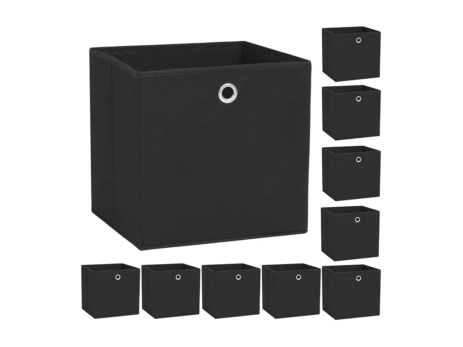 Boîte de rangement 10 pcs Tissu non tissé 32x32x32 cm Noir