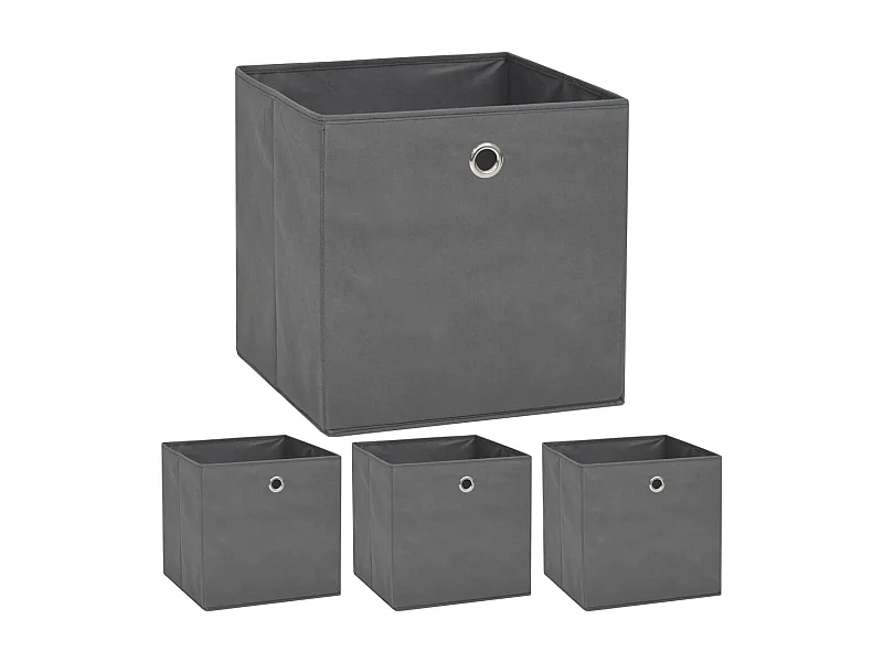 Aufbewahrungsboxen 4 Stk. Vliesstoff 32x32x32 cm Grau