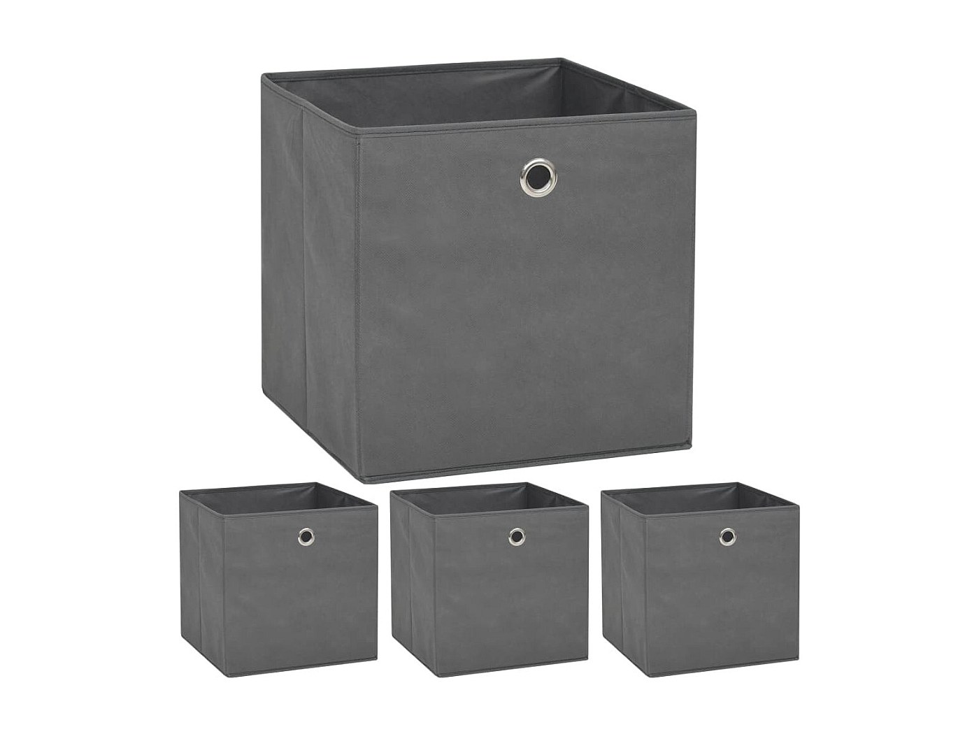 BRIAN & DANY Coffre Rangement Pouf 32x32x32.5cm Lin Gris - Siège Avec Espace Stockage