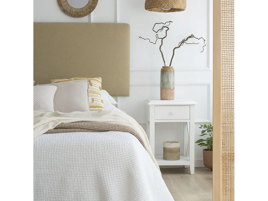 Table de chevet en bois massif blanc 43x63