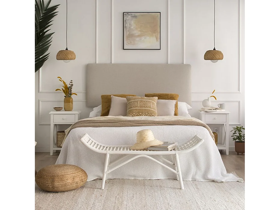 Table de chevet en bois massif blanc 43x63