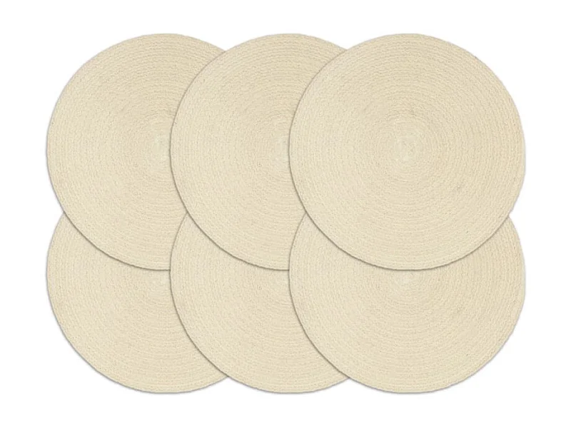 Conjunto de 6 Individuais de Mesa em Algodão 38 cm - Estilo Artesanal Natural