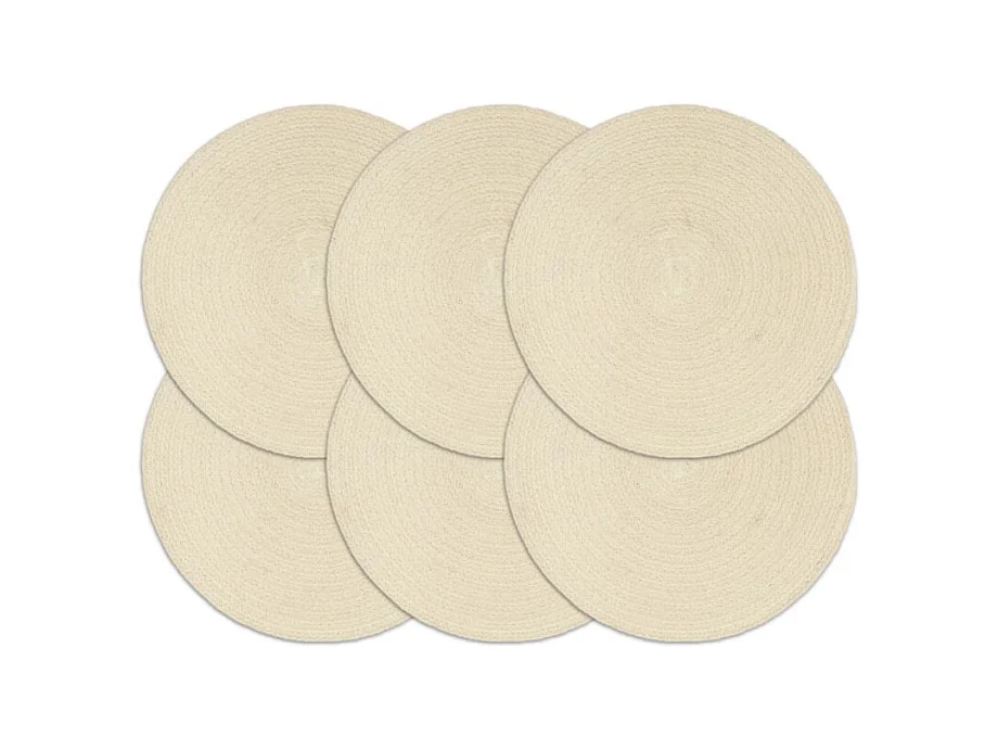 Napperons 6 pcs Naturel Plain 38 cm Rond Coton