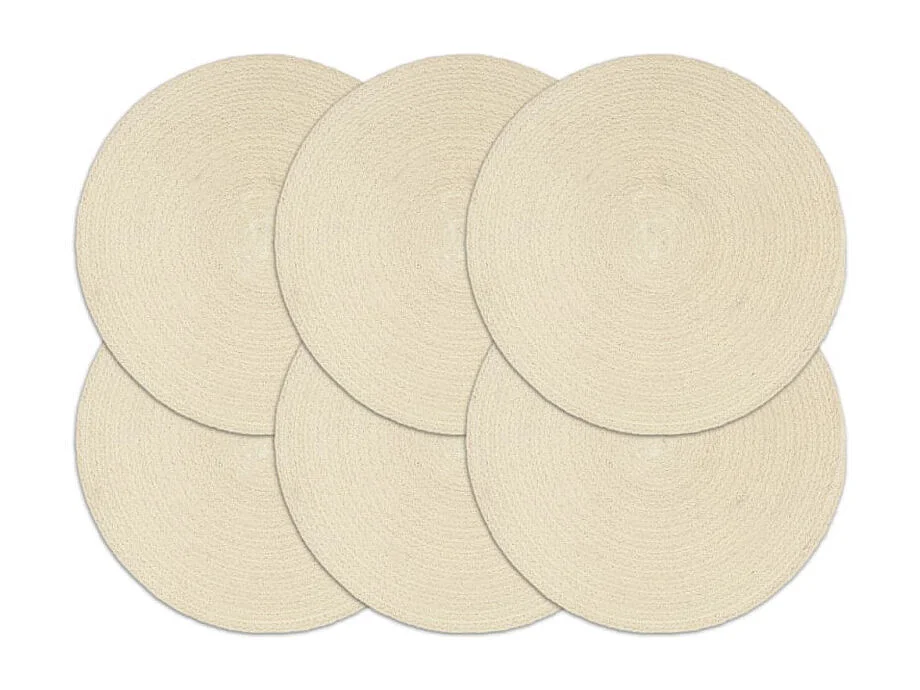 Napperons 6 pcs Naturel Plain 38 cm Rond Coton