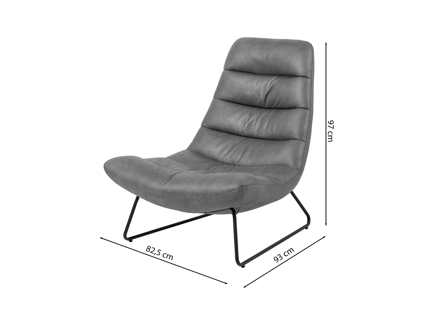 Fauteuil lounge rembourré – crème/métal – FORGENTS