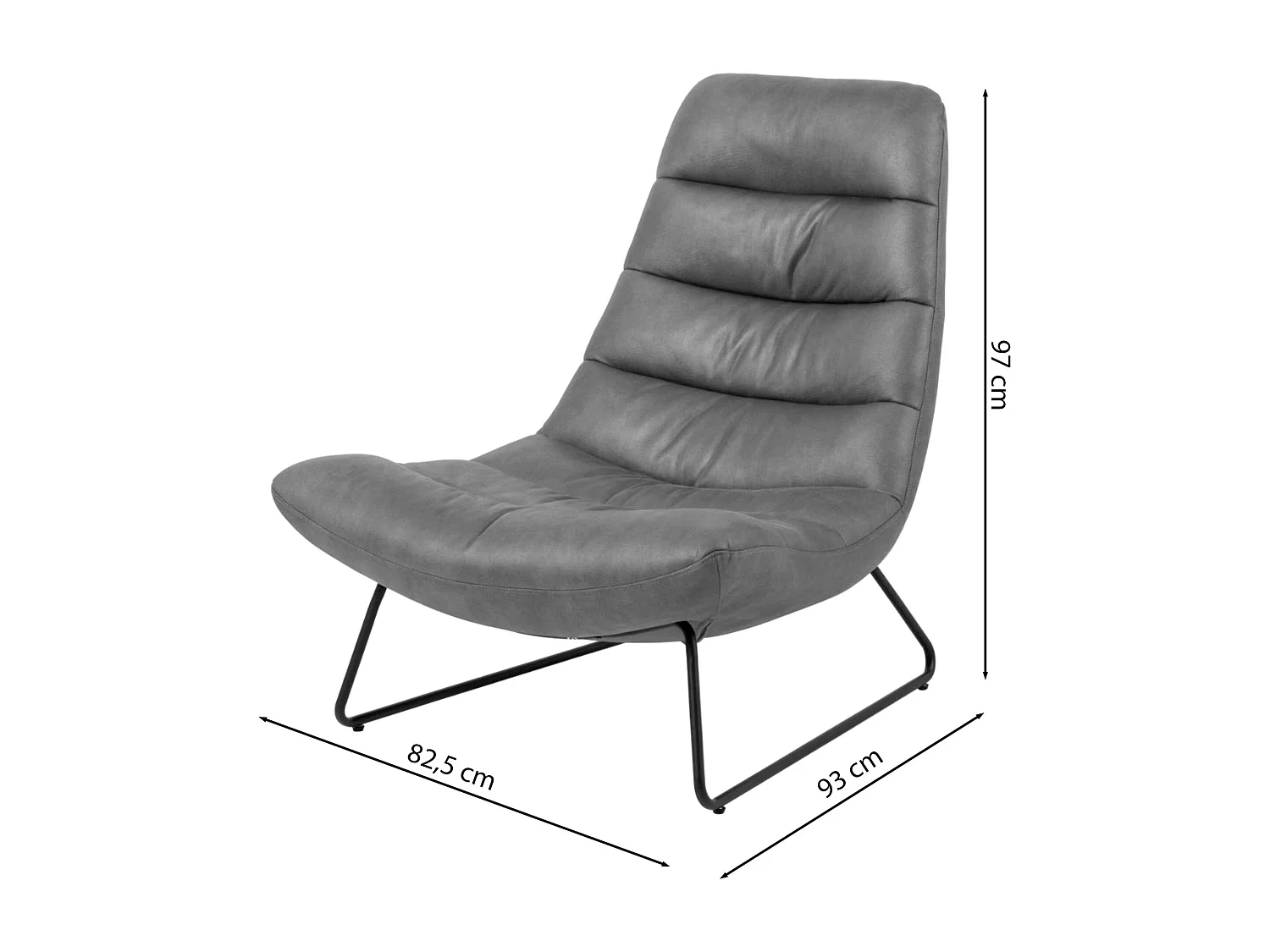 Fauteuil lounge rembourré – crème/métal – FORGENTS