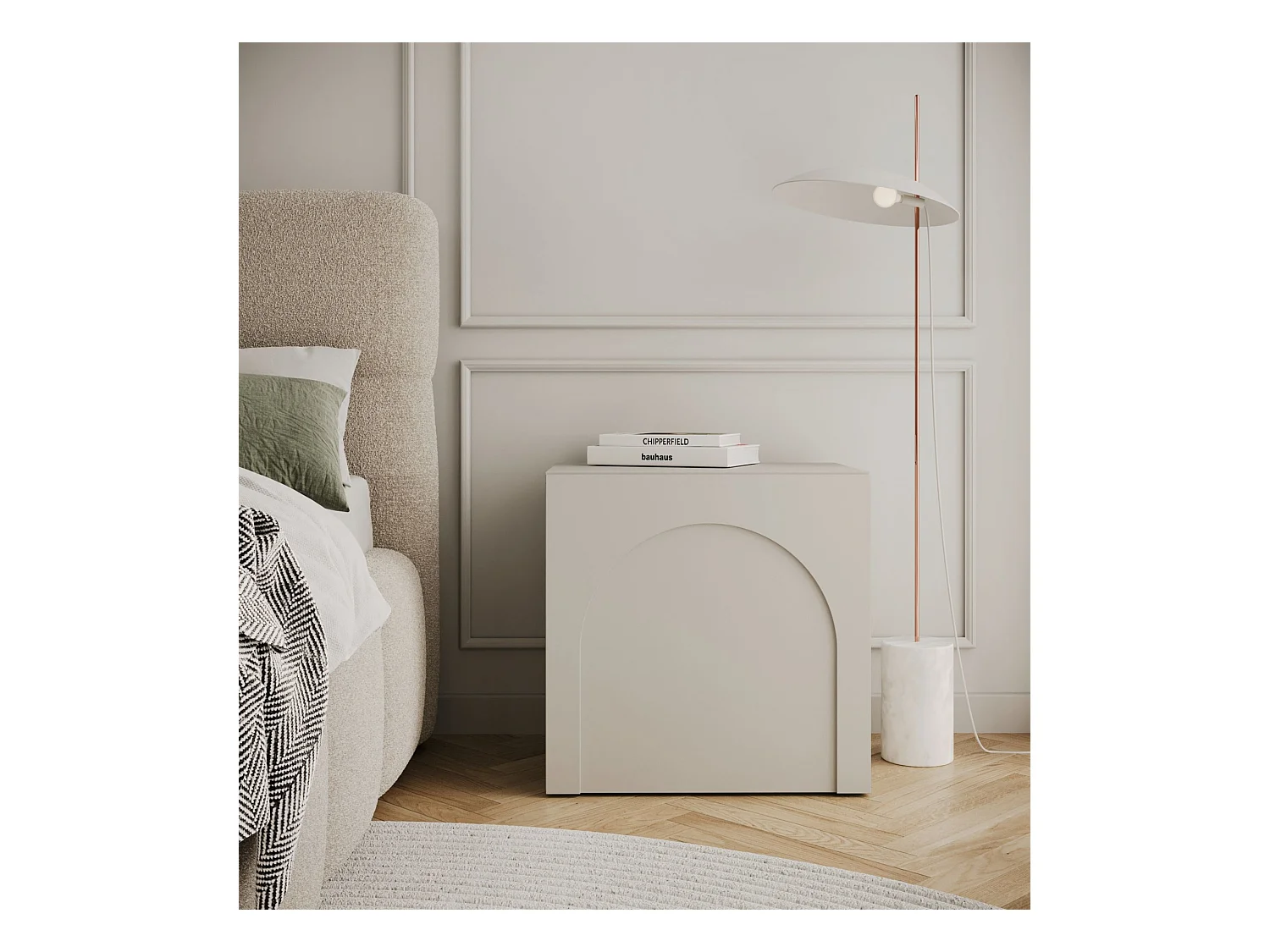 Table de chevet - 50 cm - avec découpe en arc - gris cachemire - ARKADIA