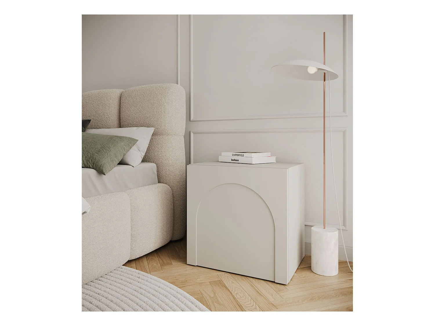 Table de chevet - 50 cm - avec découpe en arc - gris cachemire - ARKADIA