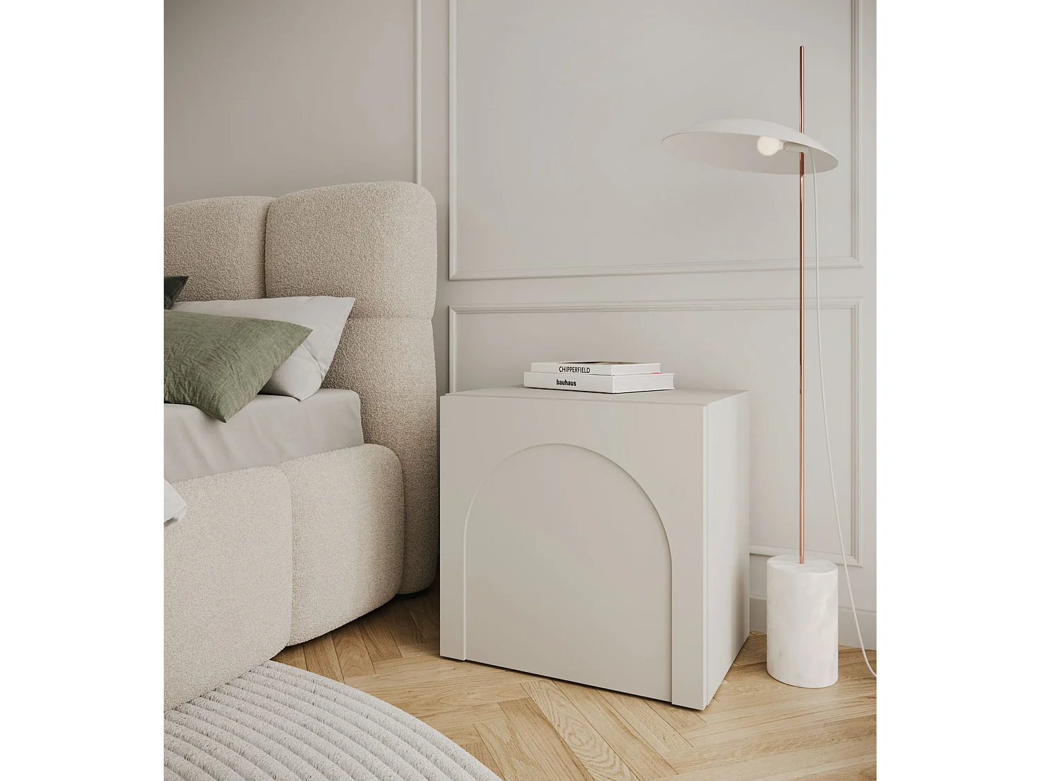 Table de chevet - 50 cm - avec découpe en arc - gris cachemire - ARKADIA