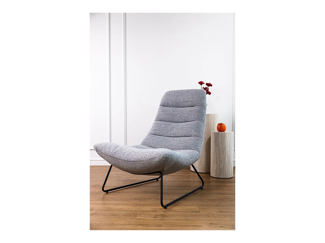 Fauteuil lounge rembourré – gris/métal – FORGENTS