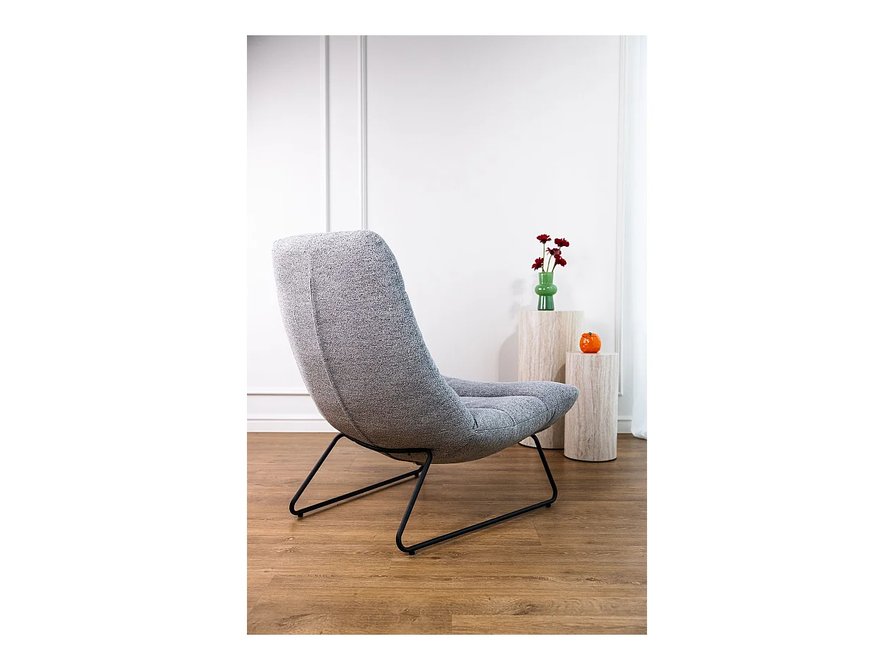 Fauteuil lounge rembourré – gris/métal – FORGENTS