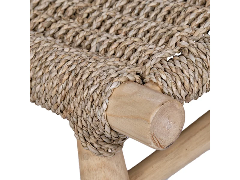 Fauteuil bas lounge incliné en bois de teck et herbes marines - TALA