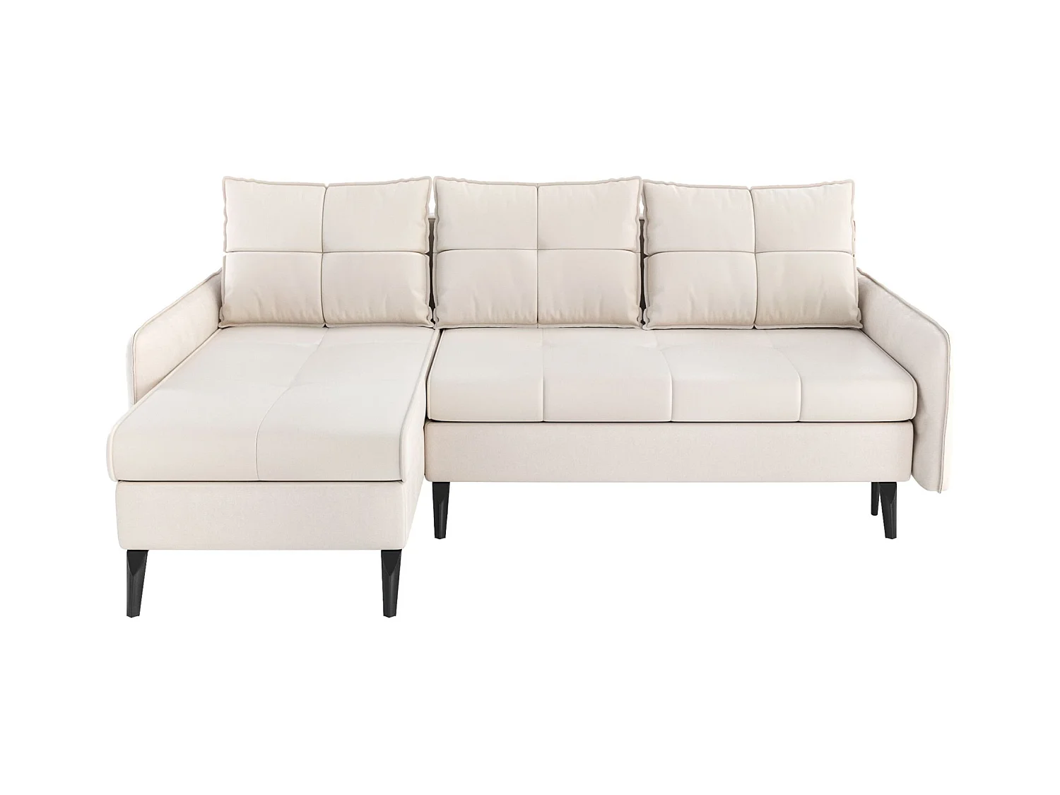 Canapé d’angle en velours – convertible avec 2 coffres – beige-gris – réversible – COLLIN