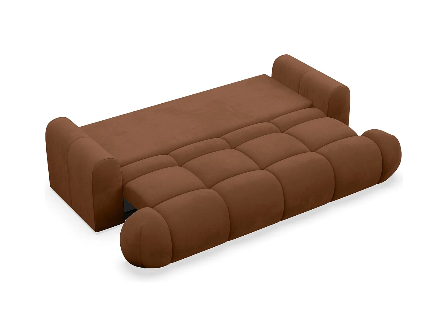 Canapé convertible 3 places – coffre de rangement – tissu velours hydrophobe – Cuivre – OMBO DOCE