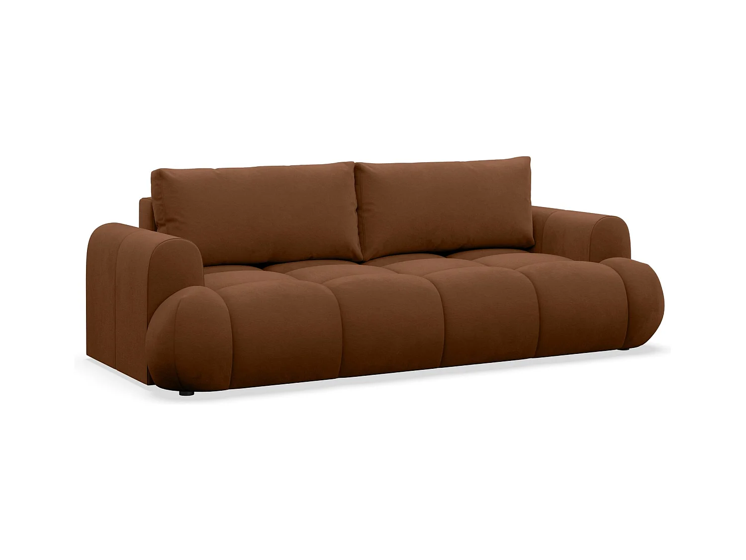 Canapé convertible 3 places – coffre de rangement – tissu velours hydrophobe – Cuivre – OMBO DOCE