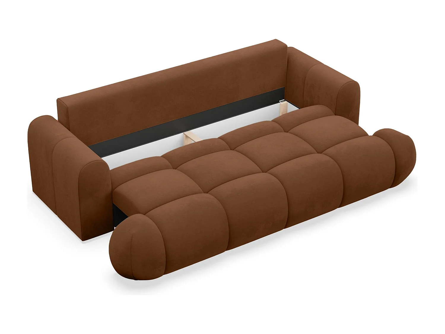 3-Sitzer Schlafsofa – Stauraum – hydrophober Samtbezug – Kupfer – OMBO DOCE