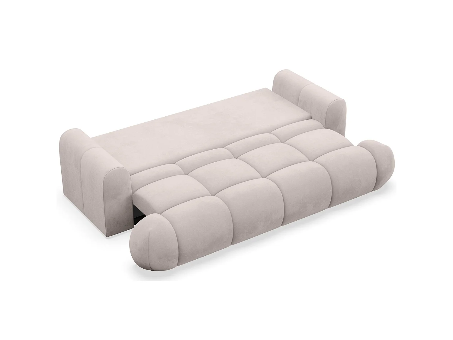 Canapé convertible 3 places avec coffre en velours gris clair