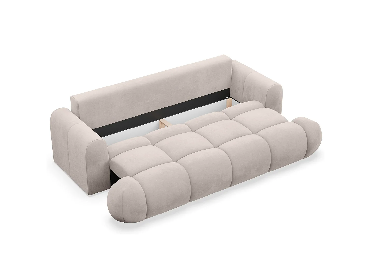 Canapé convertible 3 places avec coffre en velours gris clair