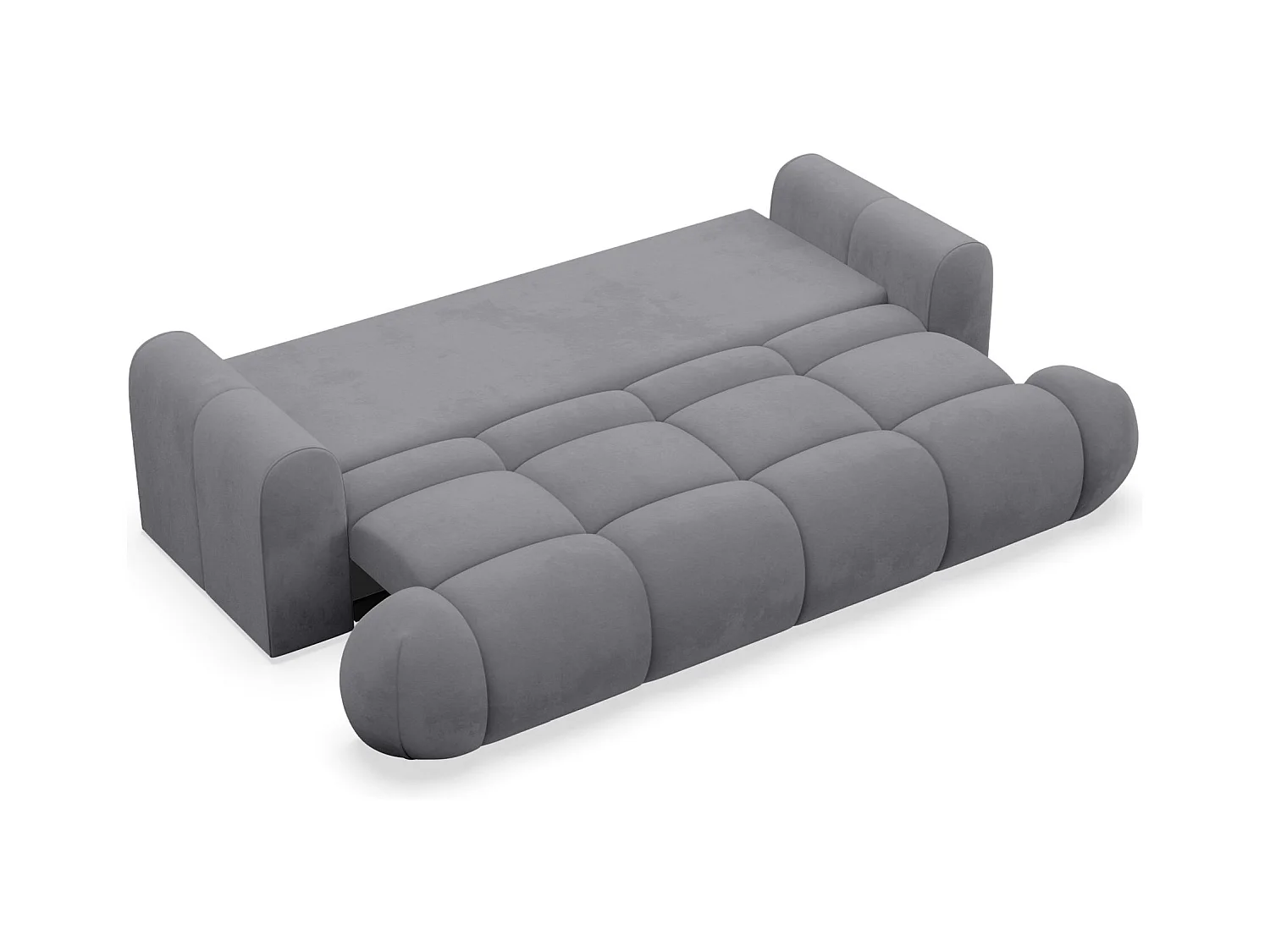 Canapé convertible 3 places – coffre de rangement – tissu velours hydrophobe – Gris – OMBO DOCE