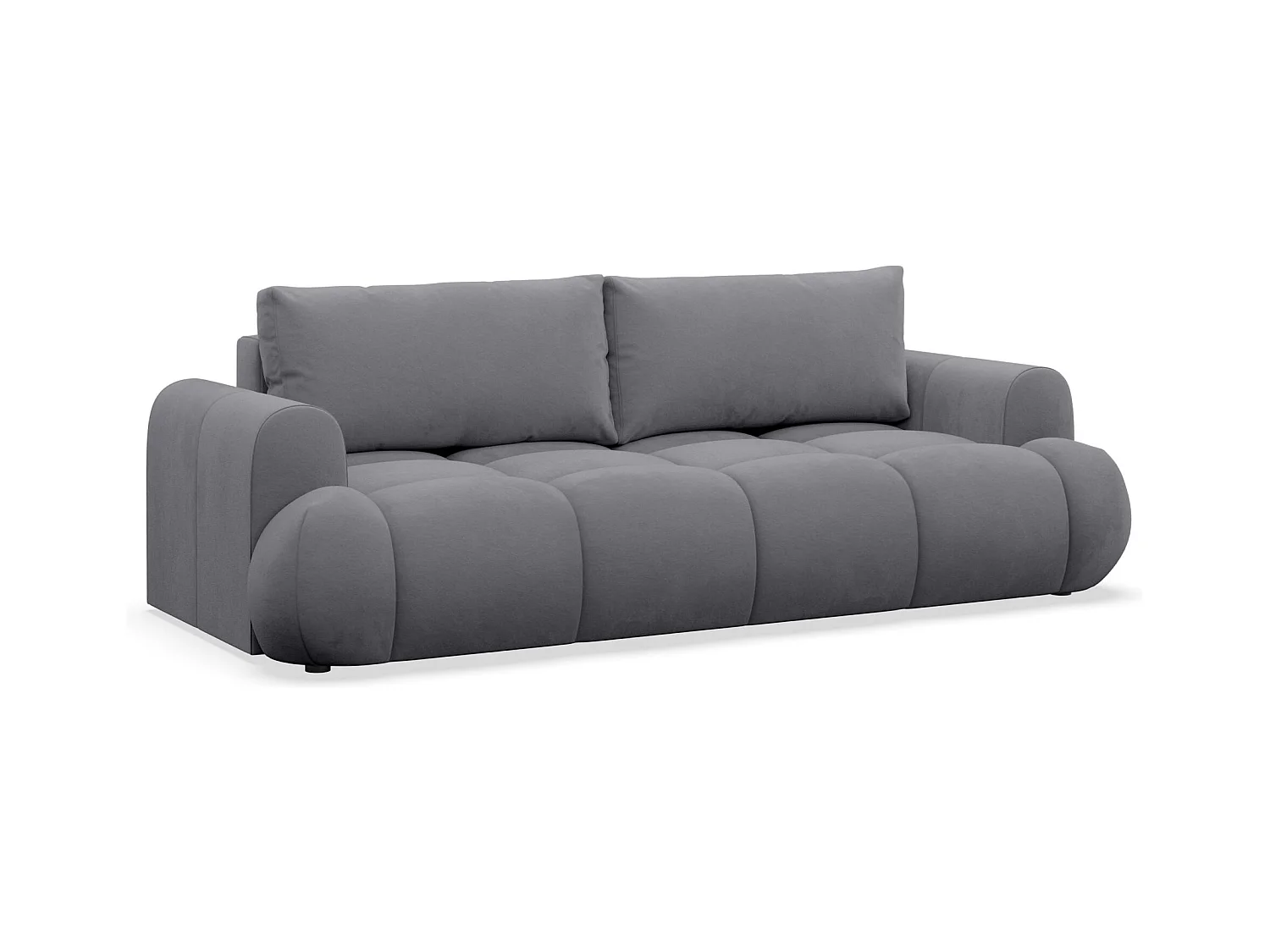 Canapé convertible 3 places – coffre de rangement – tissu velours hydrophobe – Gris – OMBO DOCE