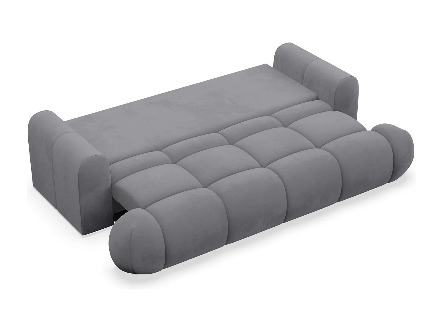 3-Sitzer Schlafsofa – Stauraum – hydrophober Samtbezug – Grau – OMBO DOCE