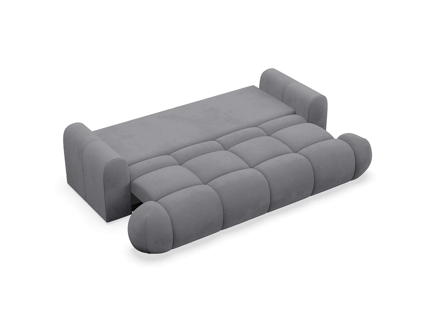 Canapé convertible 3 places avec coffre en velours gris OMBO