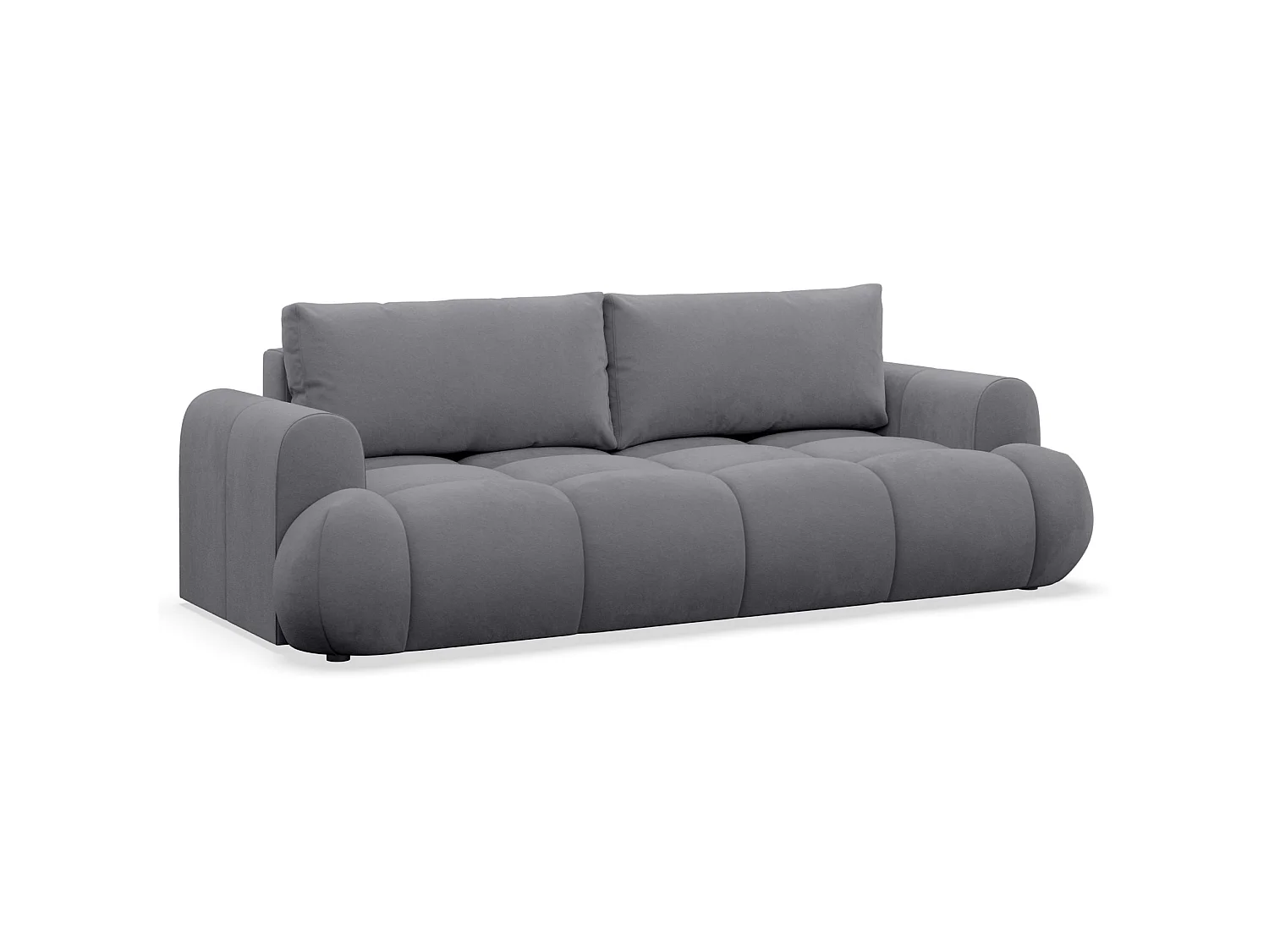 Canapé convertible 3 places avec coffre en velours gris OMBO