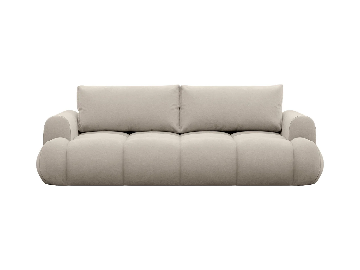 Canapé convertible 3 places – coffre de rangement – tissu velours hydrophobe – Beige – OMBO DOCE