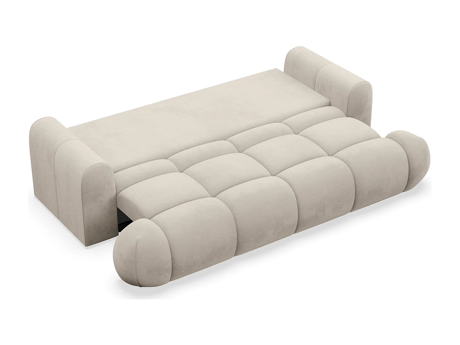 3-Sitzer Schlafsofa – Stauraum – hydrophober Samtbezug – Beige – OMBO DOCE