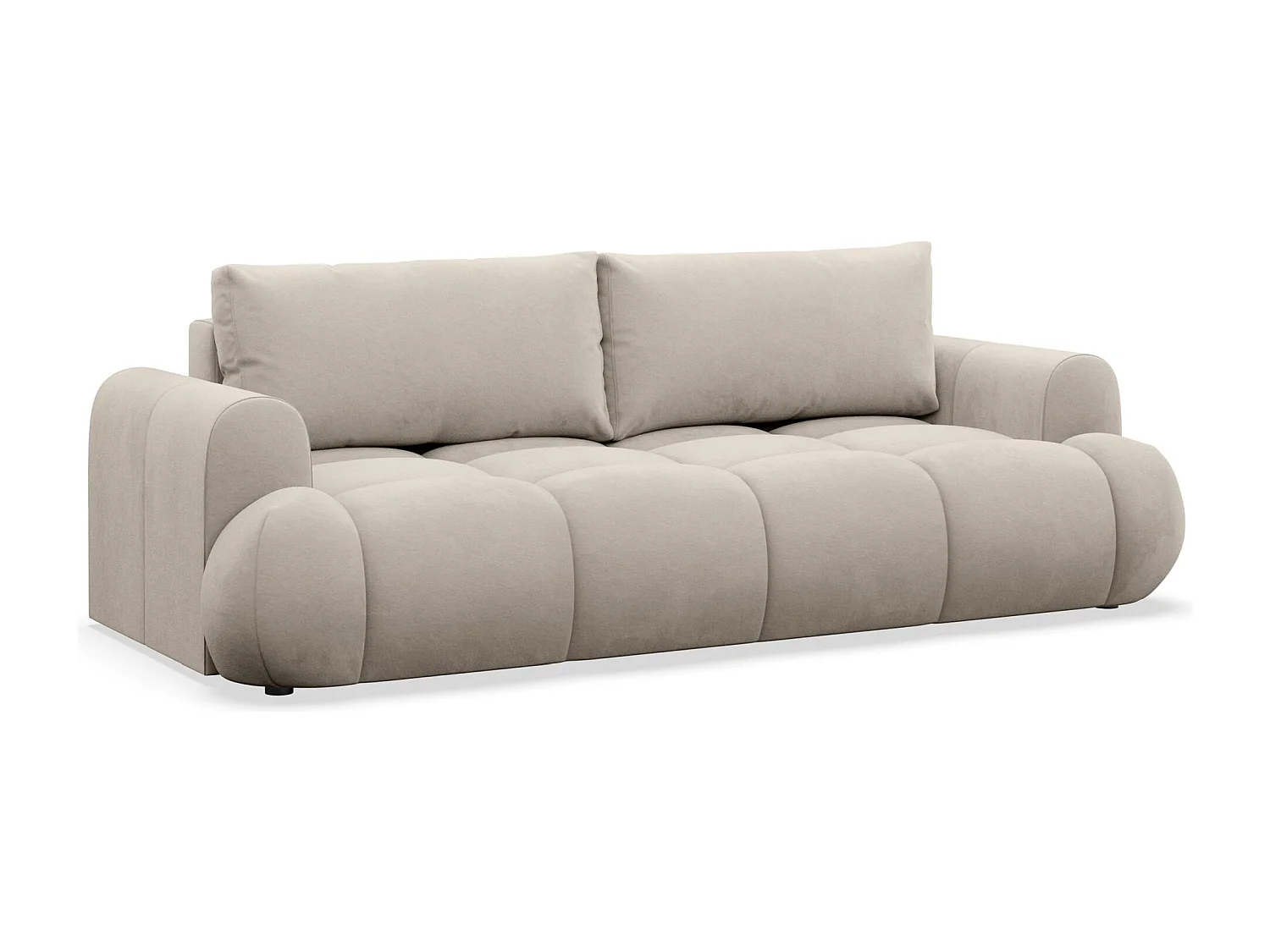 3-Sitzer Schlafsofa – Stauraum – hydrophober Samtbezug – Beige – OMBO DOCE