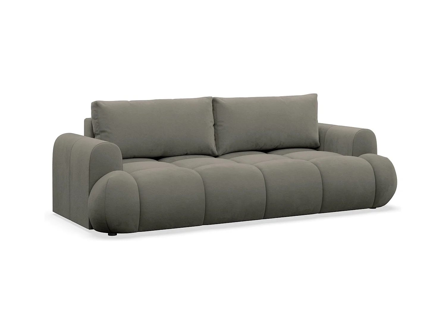 Canapé convertible 3 places – coffre de rangement – tissu velours hydrophobe – Beige foncé – OMBO DOCE