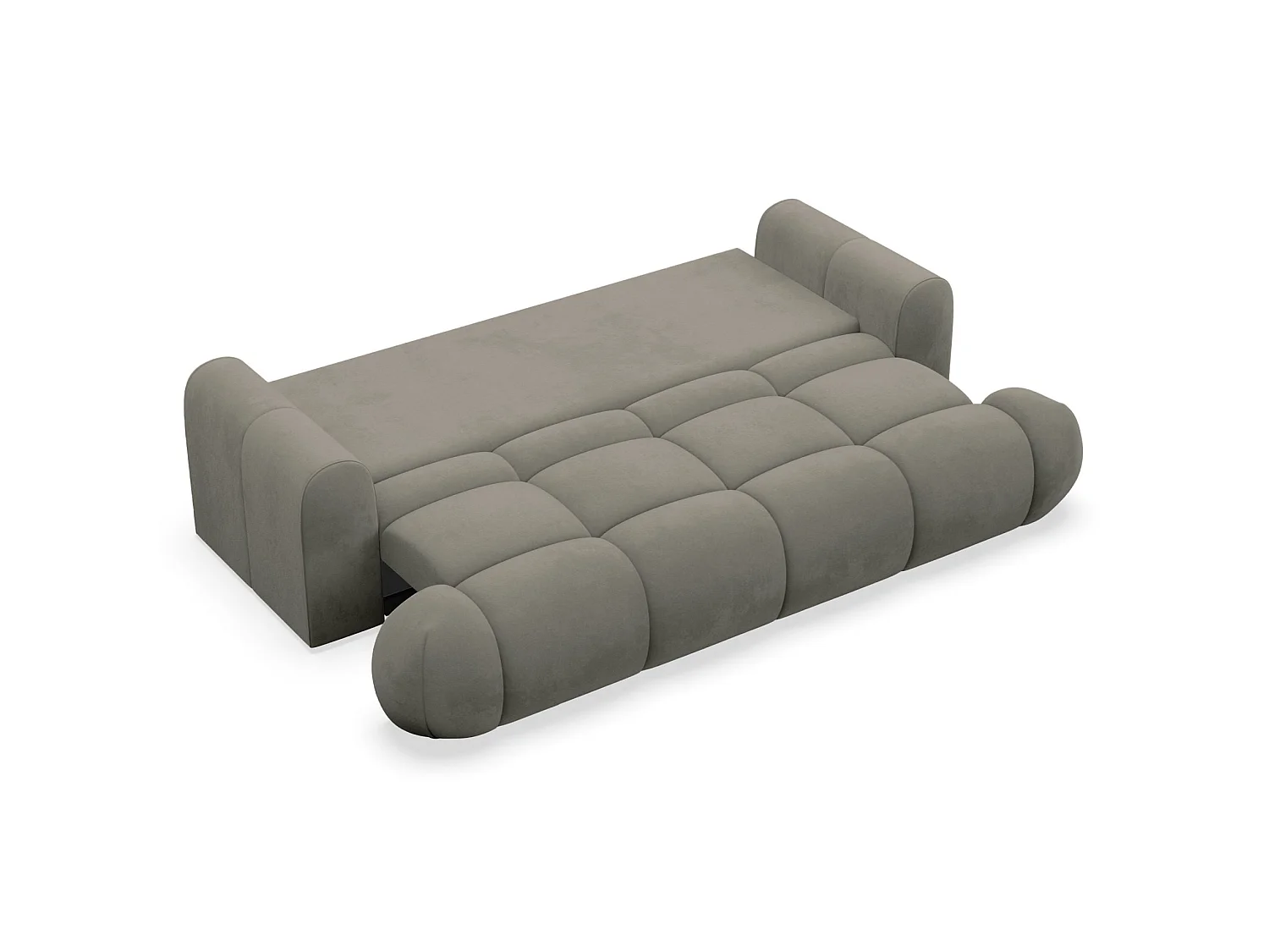 Canapé convertible 3 places avec coffre en velours beige OMBO