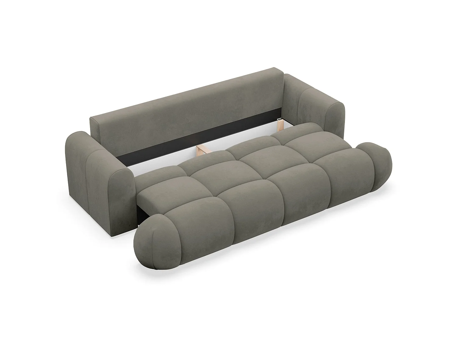 Canapé convertible 3 places avec coffre en velours beige OMBO