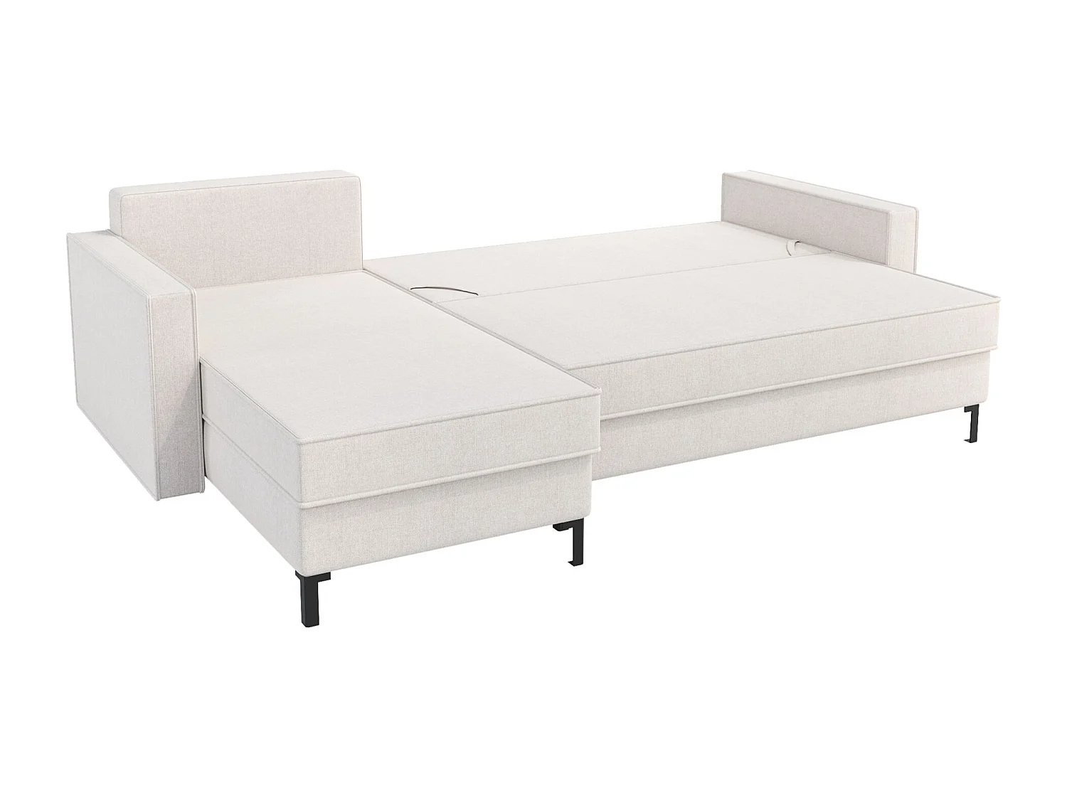 Canapé d’angle en chenille – convertible avec 2 coffres – crème – réversible – TEILORE