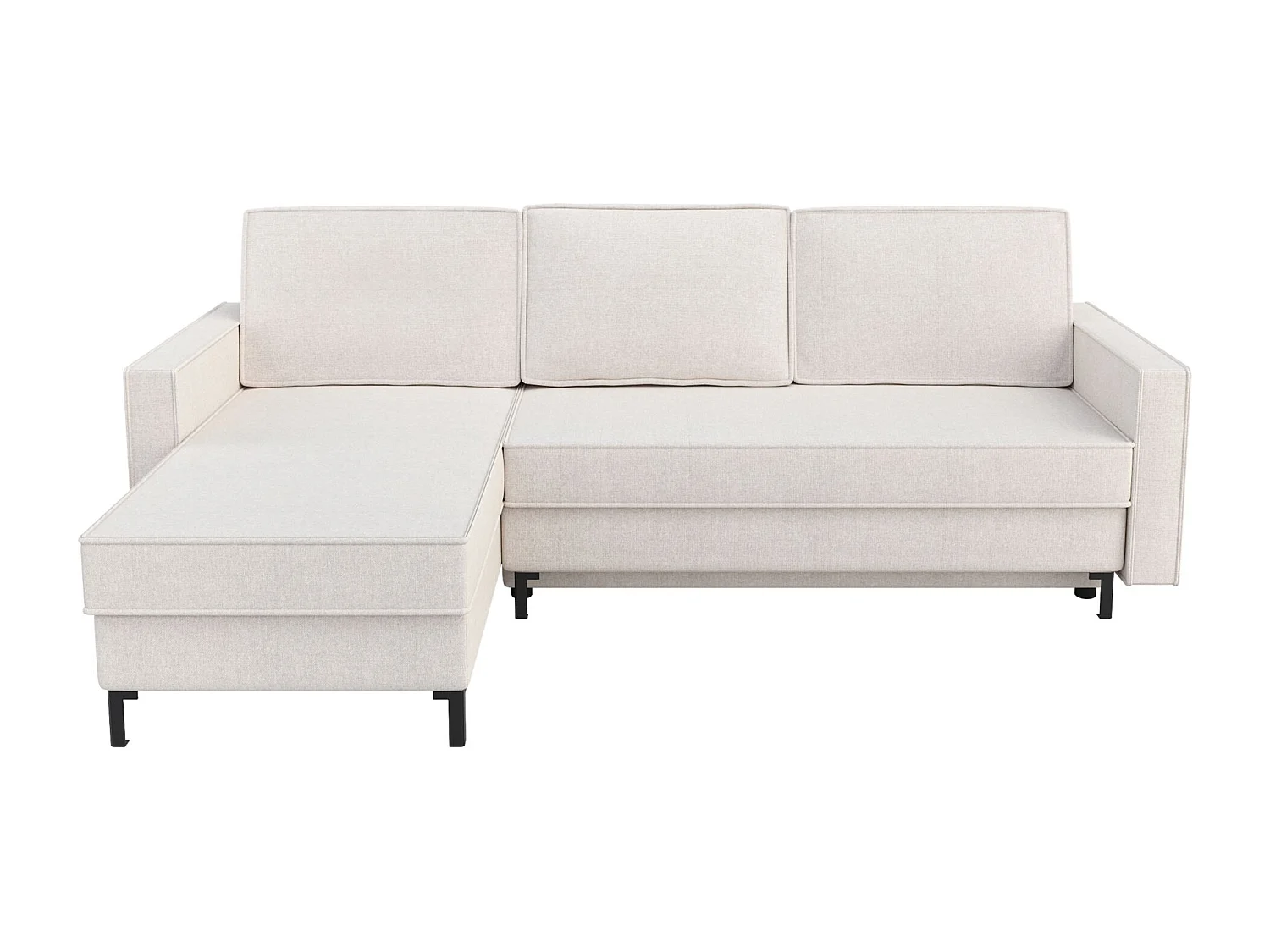 Canapé d’angle en chenille – convertible avec 2 coffres – crème – réversible – TEILORE