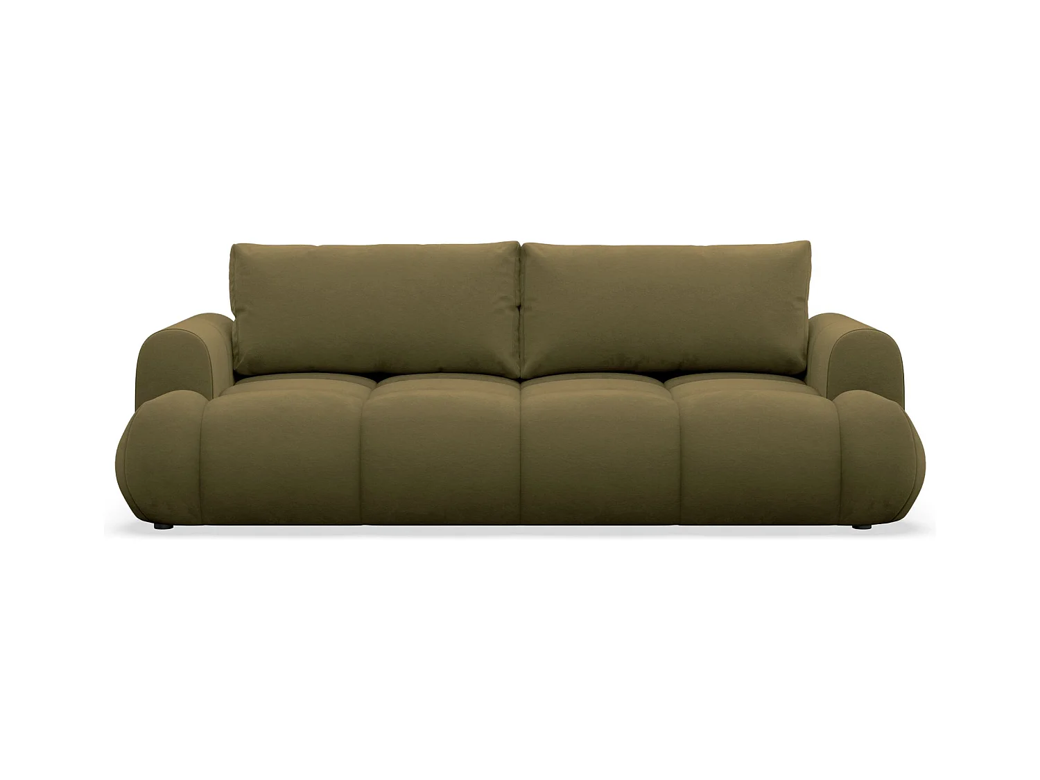 Canapé convertible 3 places – coffre de rangement – tissu velours hydrophobe – Vert olive – OMBO DOCE