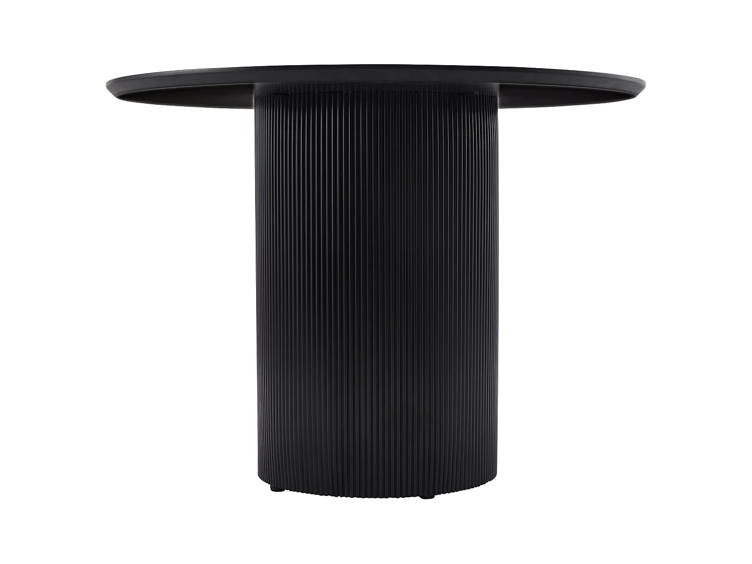 Table à manger ronde – Noir – socle cylindrique cannelé – 100 cm – TRUALLY