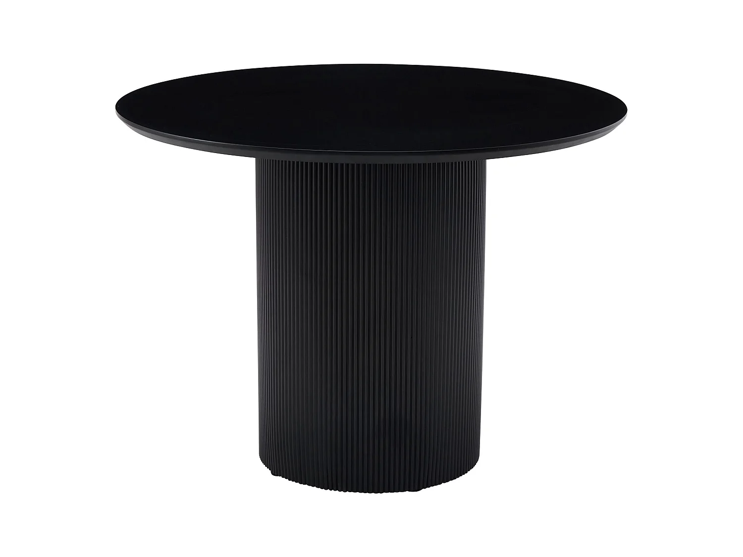 Table à manger ronde – Noir – socle cylindrique cannelé – 100 cm – TRUALLY
