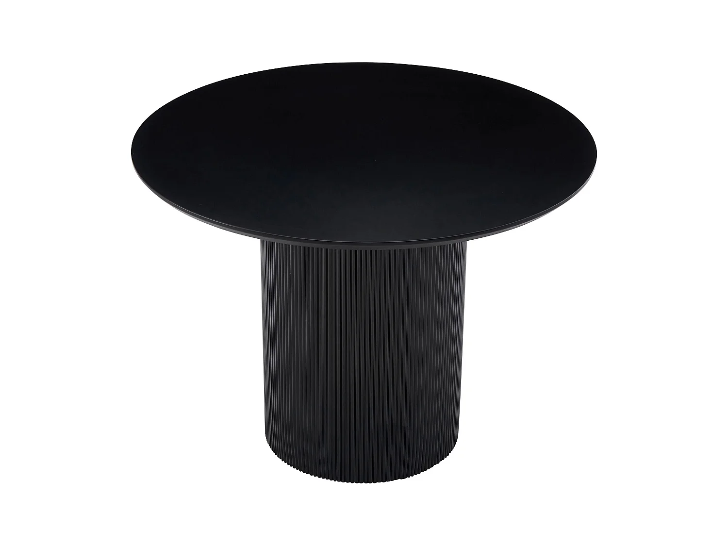 Table à manger ronde – Noir – socle cylindrique cannelé – 100 cm – TRUALLY