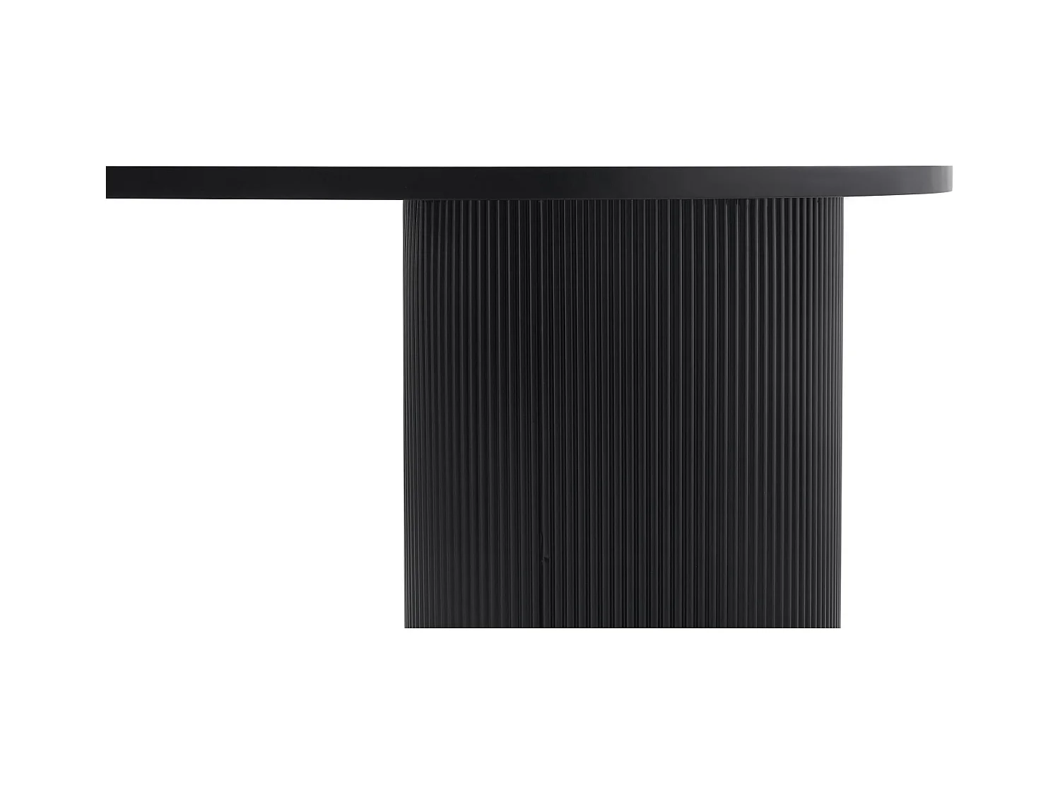 Table à manger rectangulaire – Noir – côté arrondi – pieds colonnes cannelés – 150×90 cm – DICALIZE