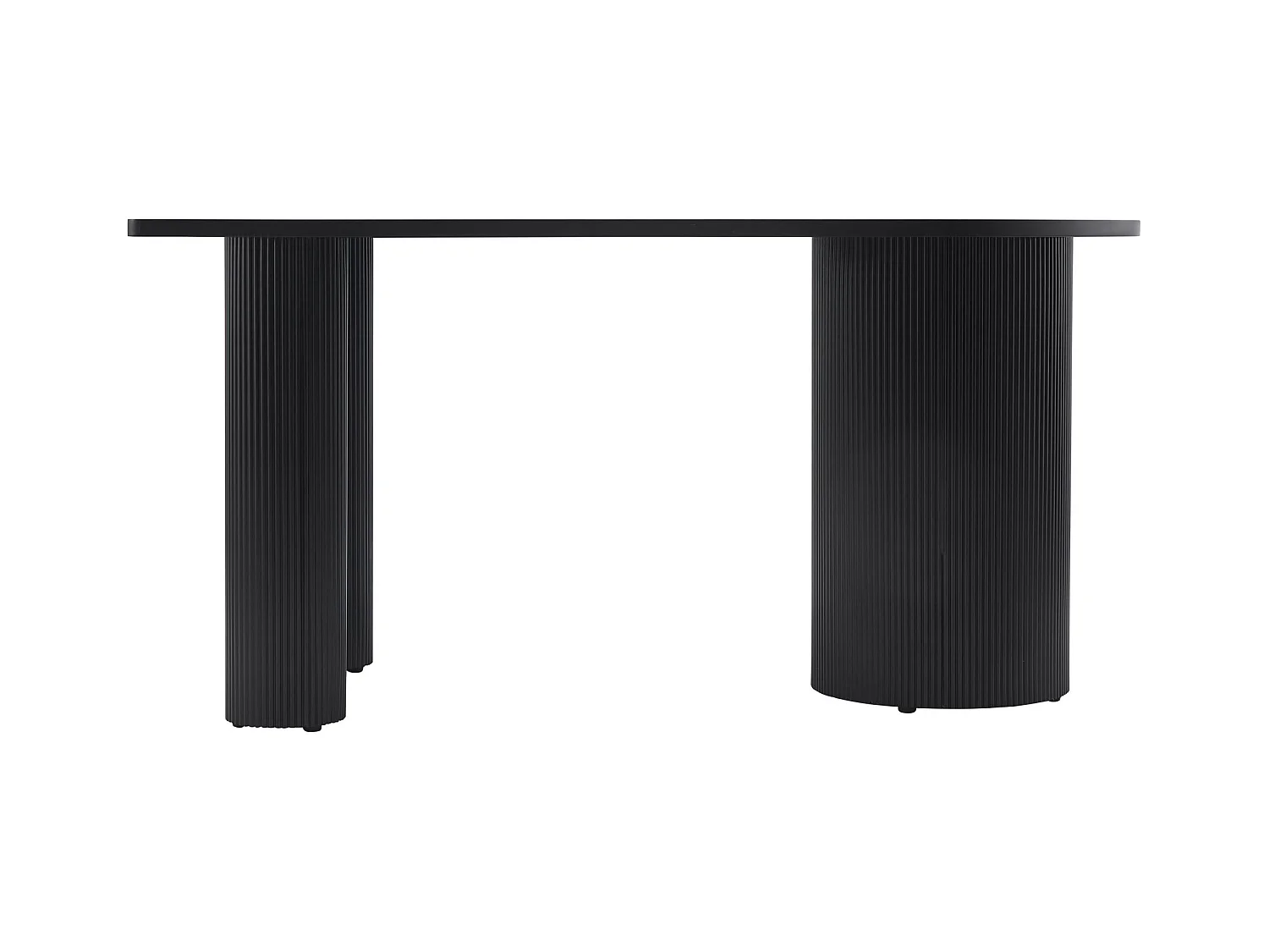 Table à manger rectangulaire – Noir – côté arrondi – pieds colonnes cannelés – 150×90 cm – DICALIZE