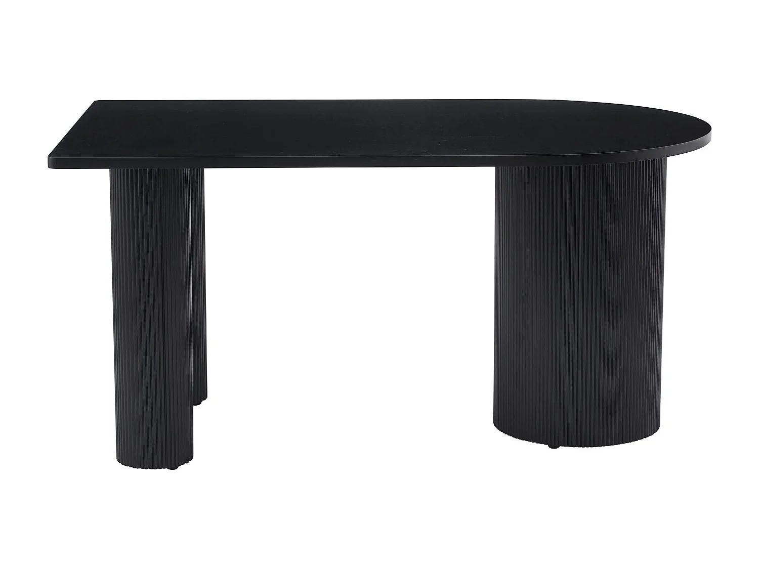 Table à manger rectangulaire – Noir – côté arrondi – pieds colonnes cannelés – 150×90 cm – DICALIZE