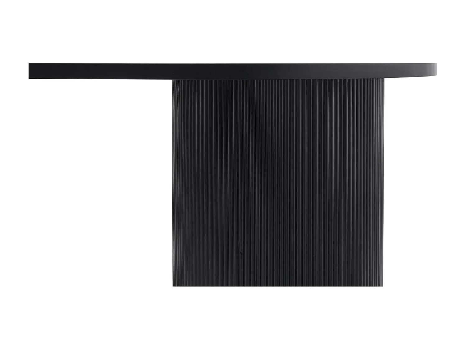 Table à manger rectangulaire – Noir – côté arrondi – pieds colonnes cannelés – 150×90 cm – DICALIZE