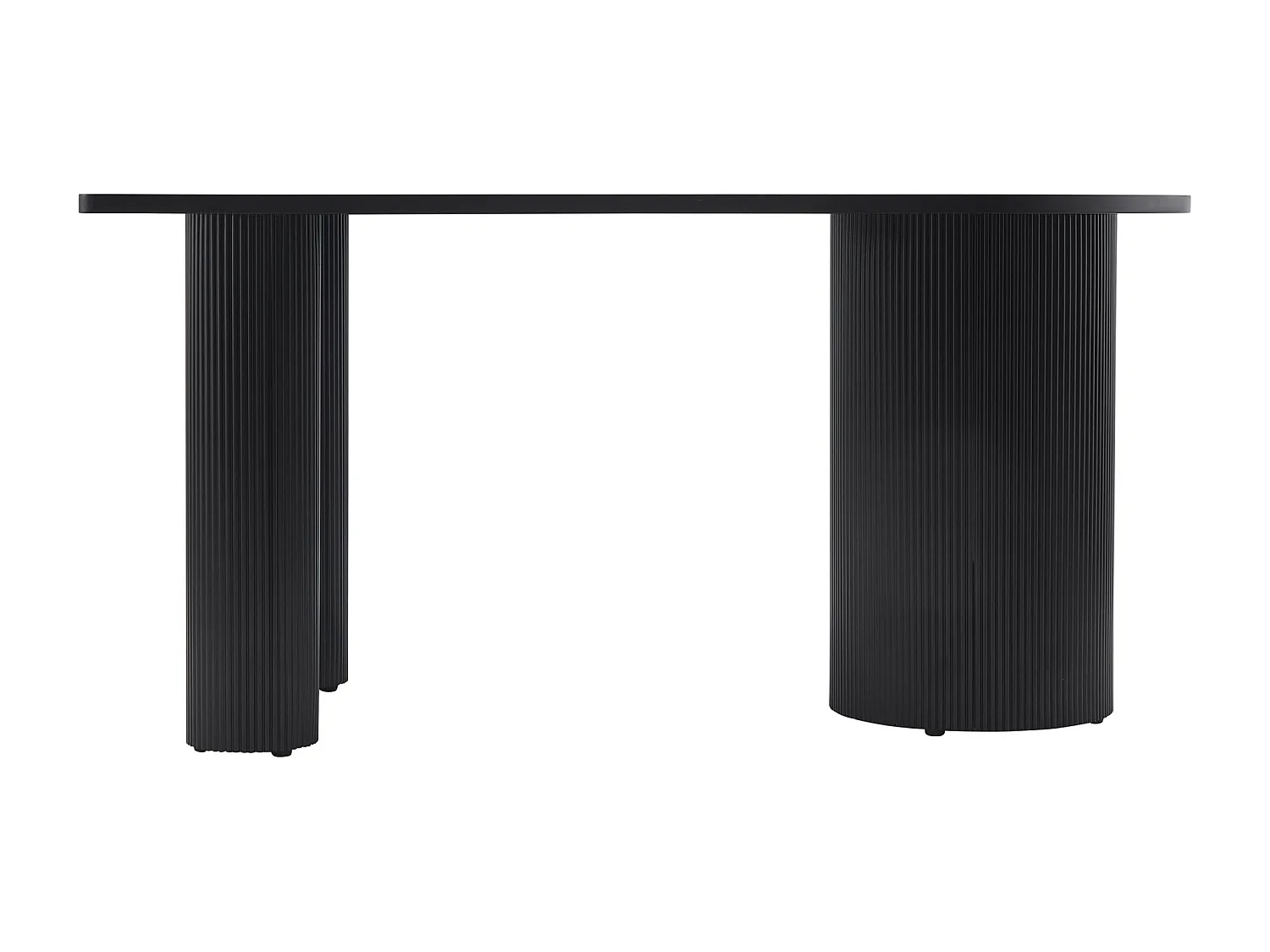 Table à manger rectangulaire – Noir – côté arrondi – pieds colonnes cannelés – 150×90 cm – DICALIZE