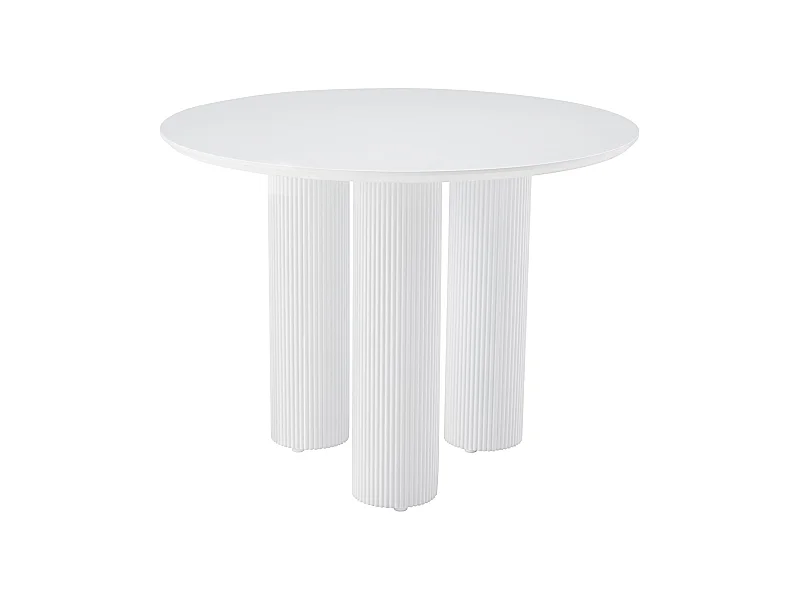 Esstisch rund – Weiß – geriffelte Säulenbeine – 100 cm – FASCONS