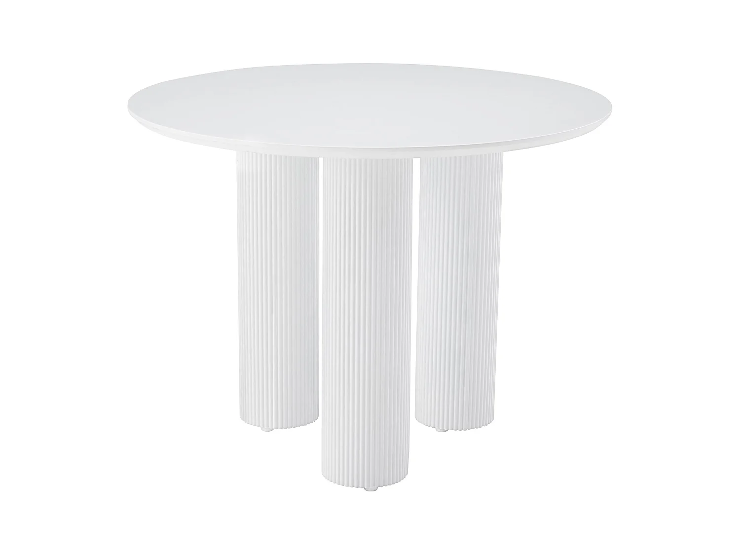Table à manger ronde – Blanc – pieds colonnes cannelés – 100 cm – FASCONS