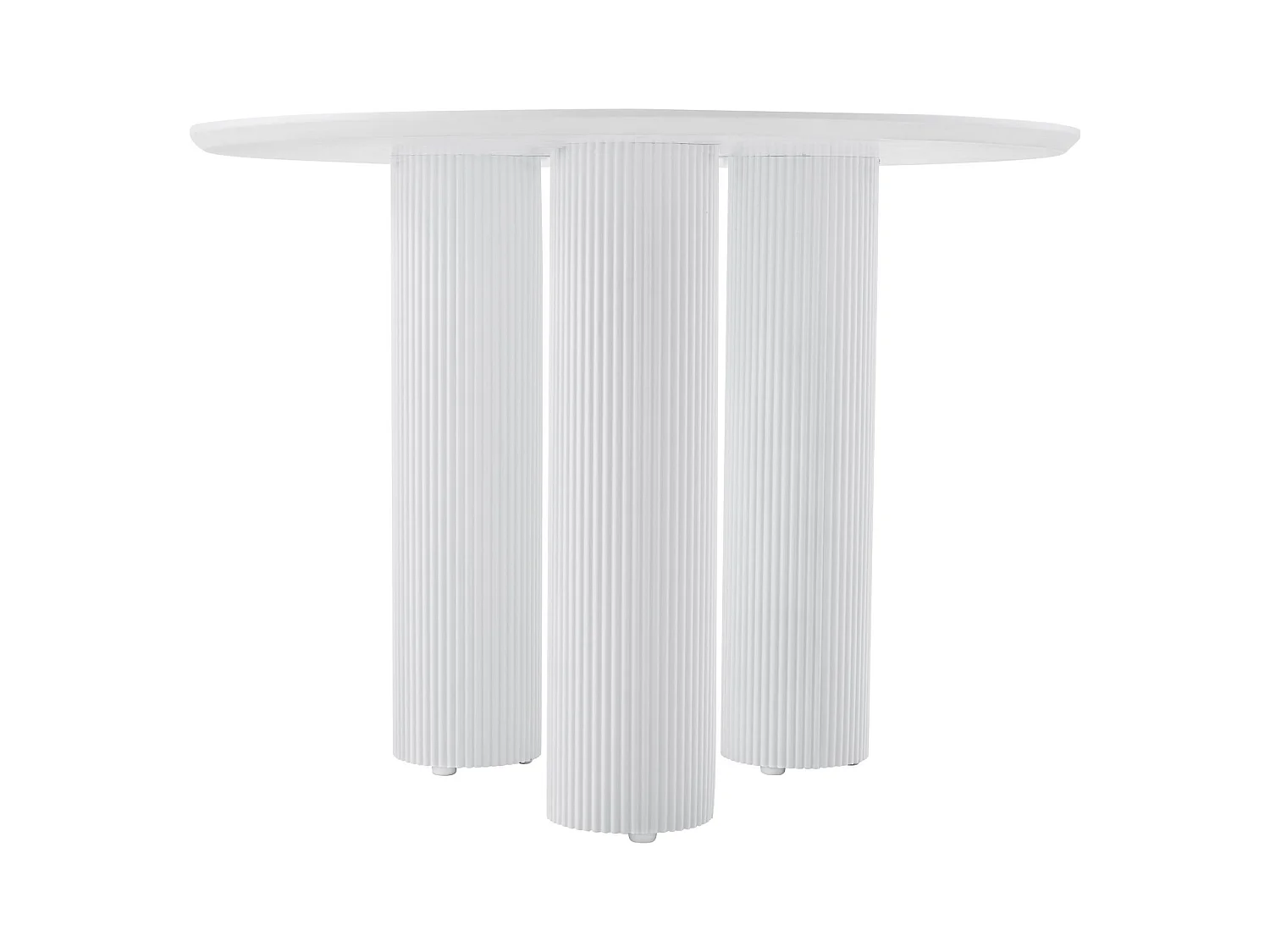 Table à manger ronde – Blanc – pieds colonnes cannelés – 100 cm – FASCONS