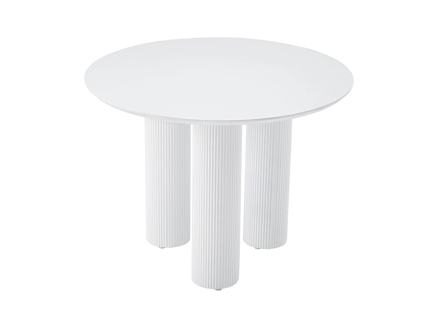 Table à manger ronde – Blanc – pieds colonnes cannelés – 100 cm – FASCONS