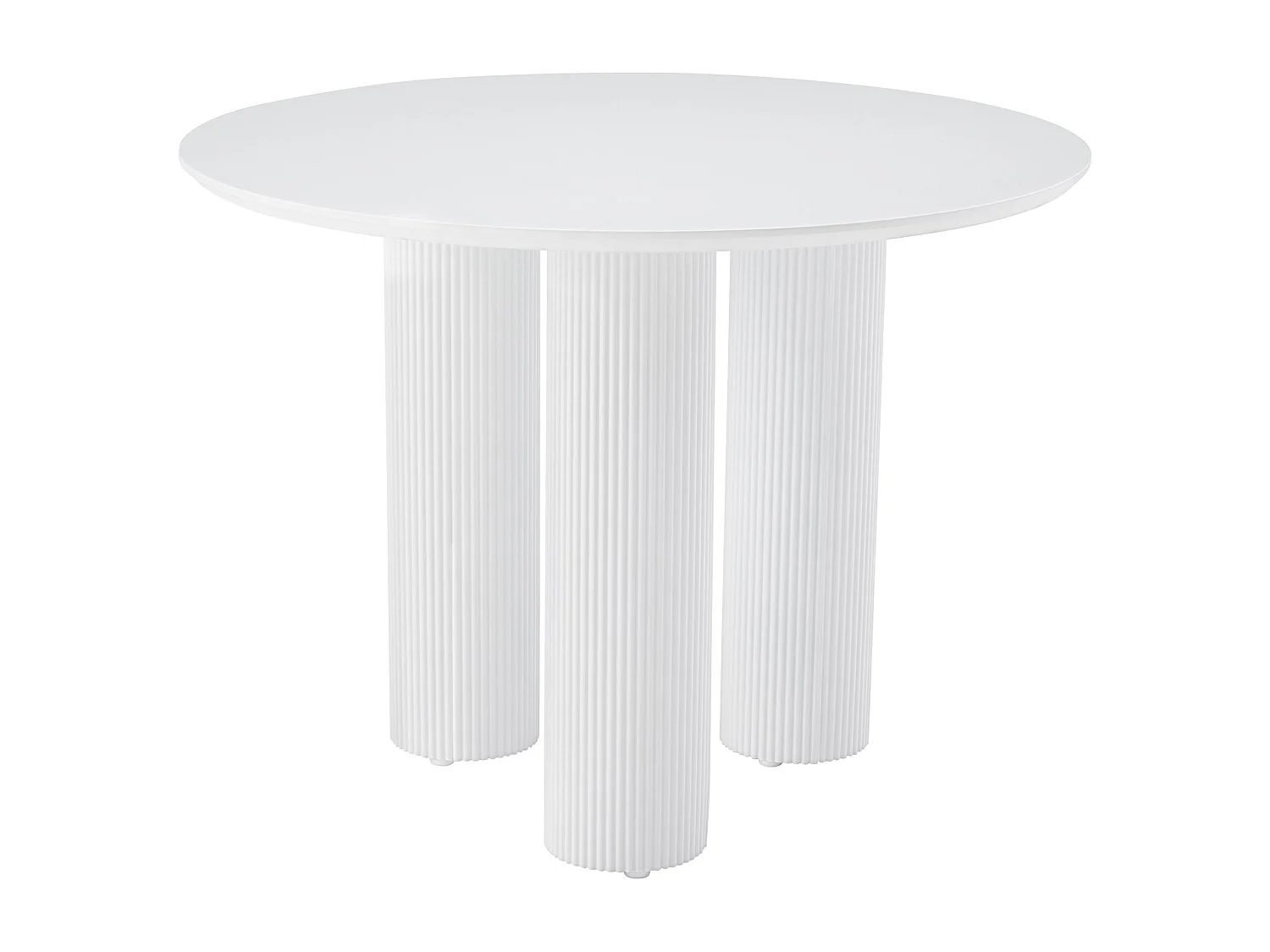 Table à manger ronde – Blanc – pieds colonnes cannelés – 100 cm – FASCONS